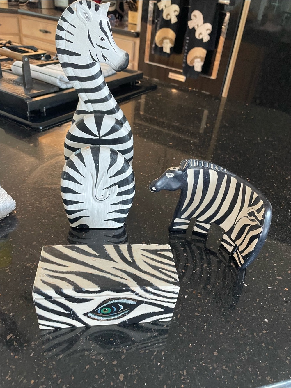 Hand-Painted Zebra Safari Décor Trio - Black & White